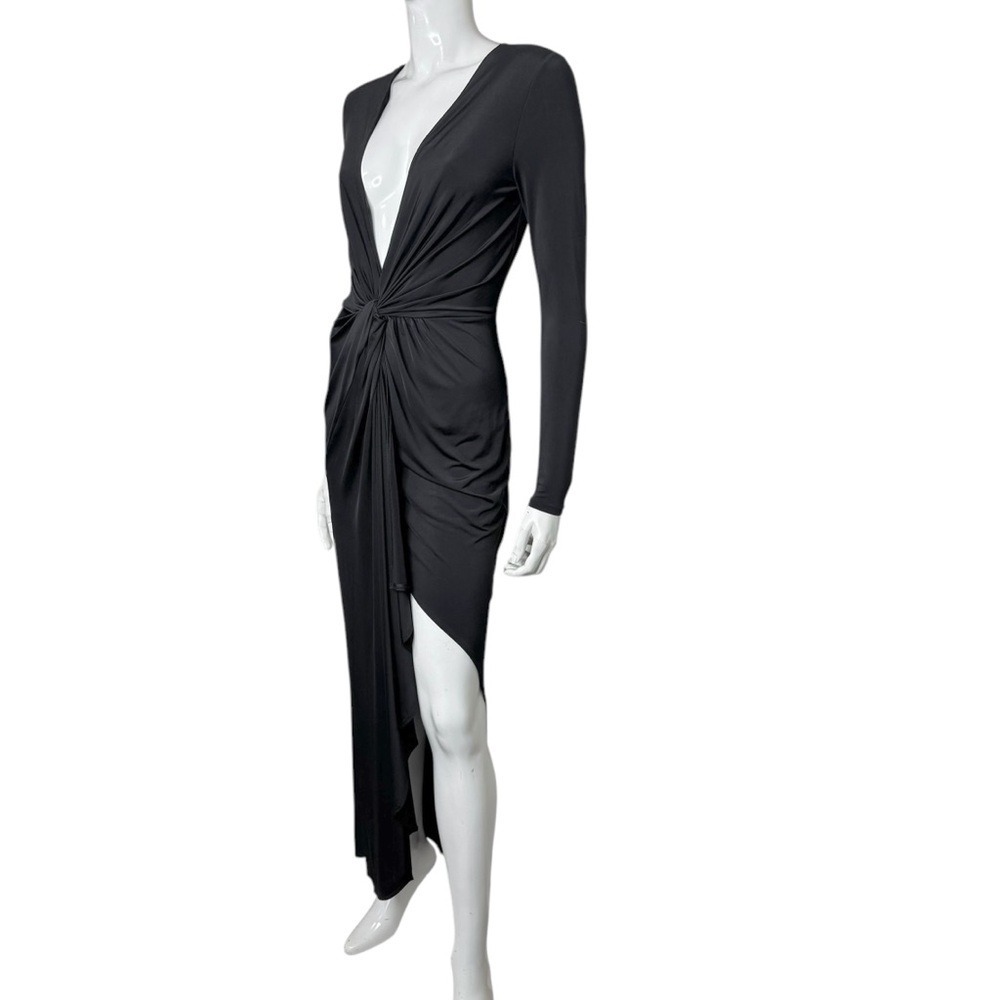Guess by Marciano Plunging V-Neck‎ Black Long Sleeve Maxi Dress